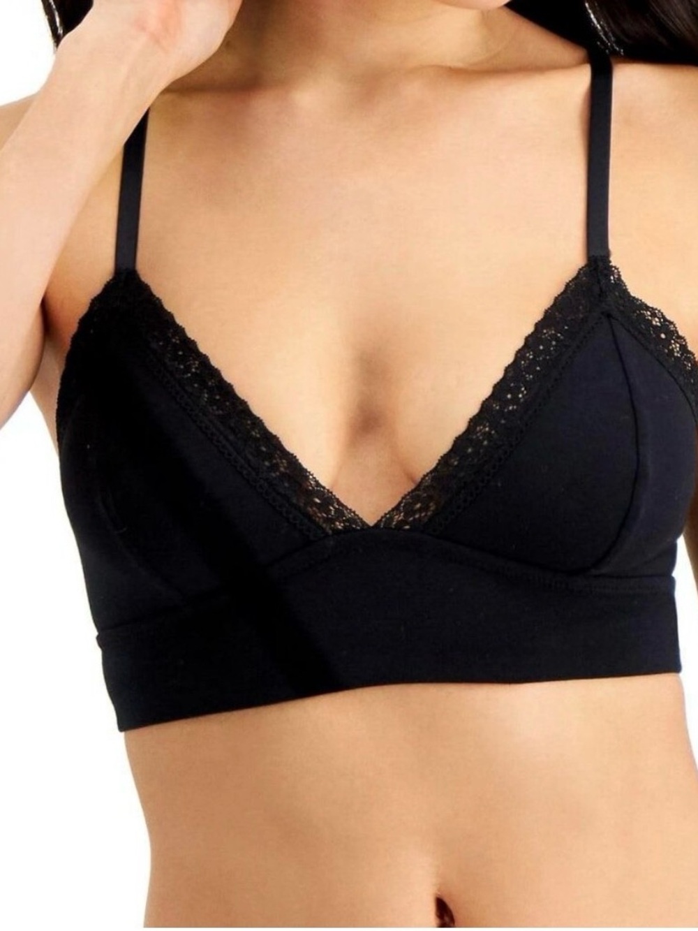 Jenni Women's On Repeat Wide Lace Bralette, Deep Black, Large